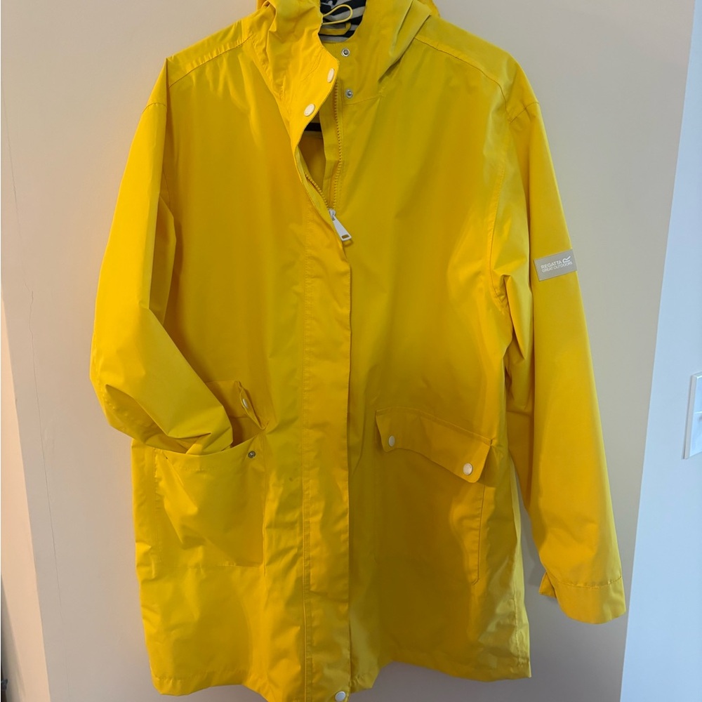 Yellow Waterproof Hooded Women's Coat